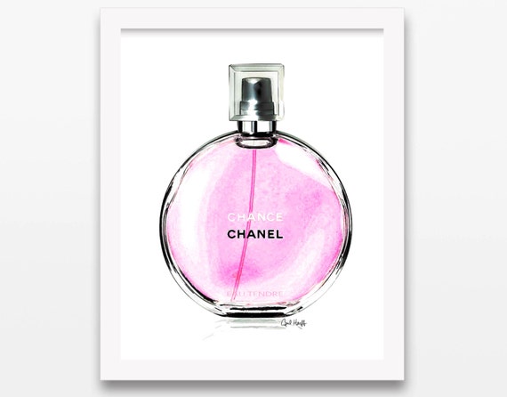 Riskant deze documentaire NEW Coco Chanel Chance Pink Perfume Print Wall Art | Etsy