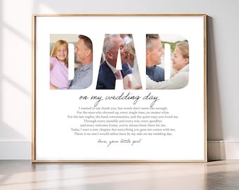 Personalisiertes Geschenk für den Vater der Braut | Kunstdruck zum Hochzeitstag für den Vater, individuelle Hochzeitskunst, Zeichnung von Vater und Tochter, Zitatkunst