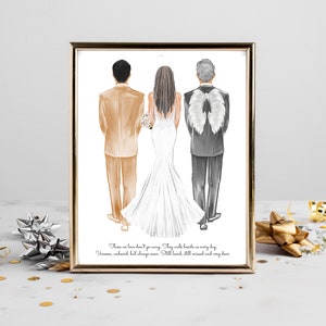 Personalized Bride Dad Grandfather Portrait Art DIGITAL | Father of the Bride Custom Wedding Art, Marriage Gift, Grandpa Dad and Daughter