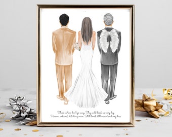 Personalized Bride Dad Grandfather Portrait Art DIGITAL | Father of the Bride Custom Wedding Art, Marriage Gift, Grandpa Dad and Daughter