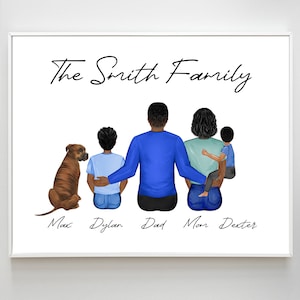 Personalized Family Art DIGITAL | Family Custom Print, Mom Dad Children Gift, Grandparents, In Memory, Family Dog Art, Family Drawing