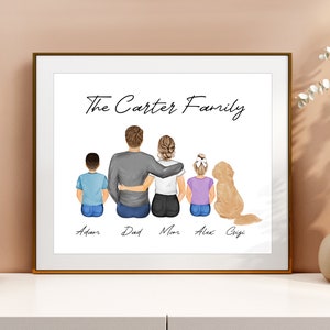 Personalized Family Portrait Art DIGITAL | Family Custom Print, Mom Dad Children Gift, Grandparents, Siblings, In Memory, Birthday Present