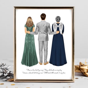 Personalized Groom Mom and Grandmother Portrait Art PRINT | Mother, Grandma of the Groom Custom Wedding Art, Marriage Gift, Grandparent