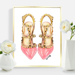 Pink Heels Print | PRINT Fashion Illustration, Watercolor, Pencil Drawing, Women, Home Decor, Chic Art, Couture Artwork, Pretty in Pink