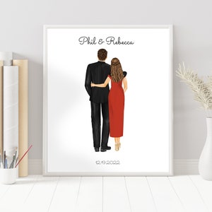 Personalized Couple Art | Boyfriend Girlfriend Custom Gift, Dating Present, Christmas Gift, Marriage Portrait Gift, Best Friends Drawing