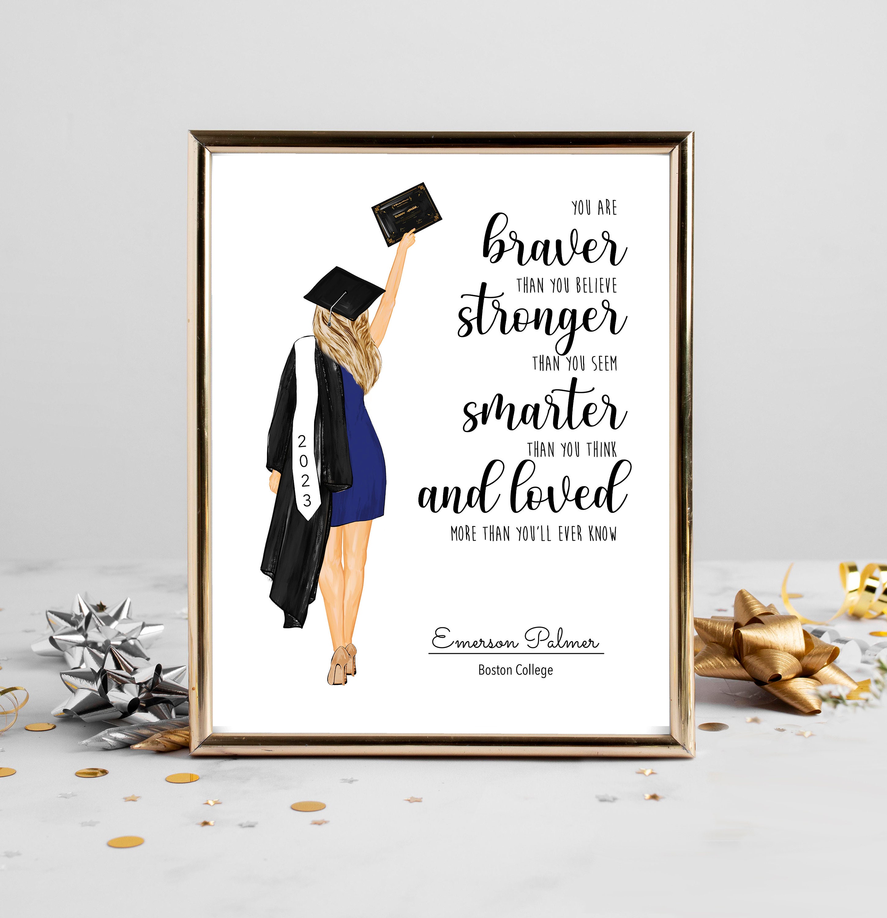 Personalized Graduation Illustration Print | Custom Grad Gift - Etsy