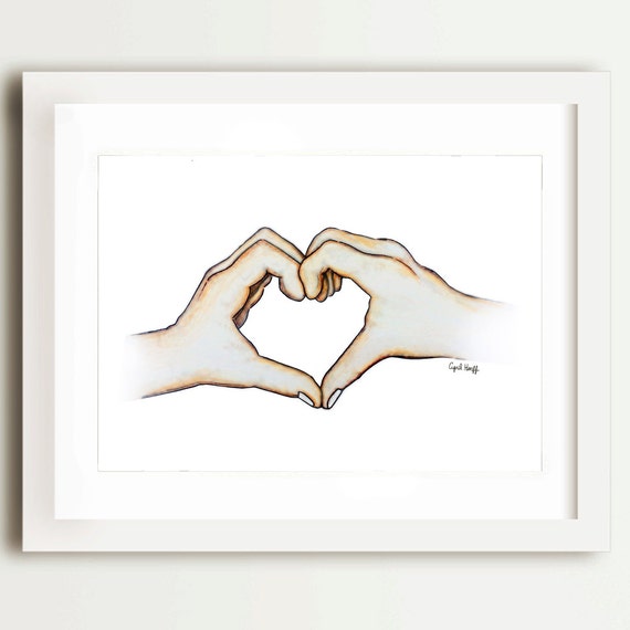 hands 4 hearts print illustration love drawing wall art cute gift relationship heart girlfriend boyfriend special love drawing for girlfriend