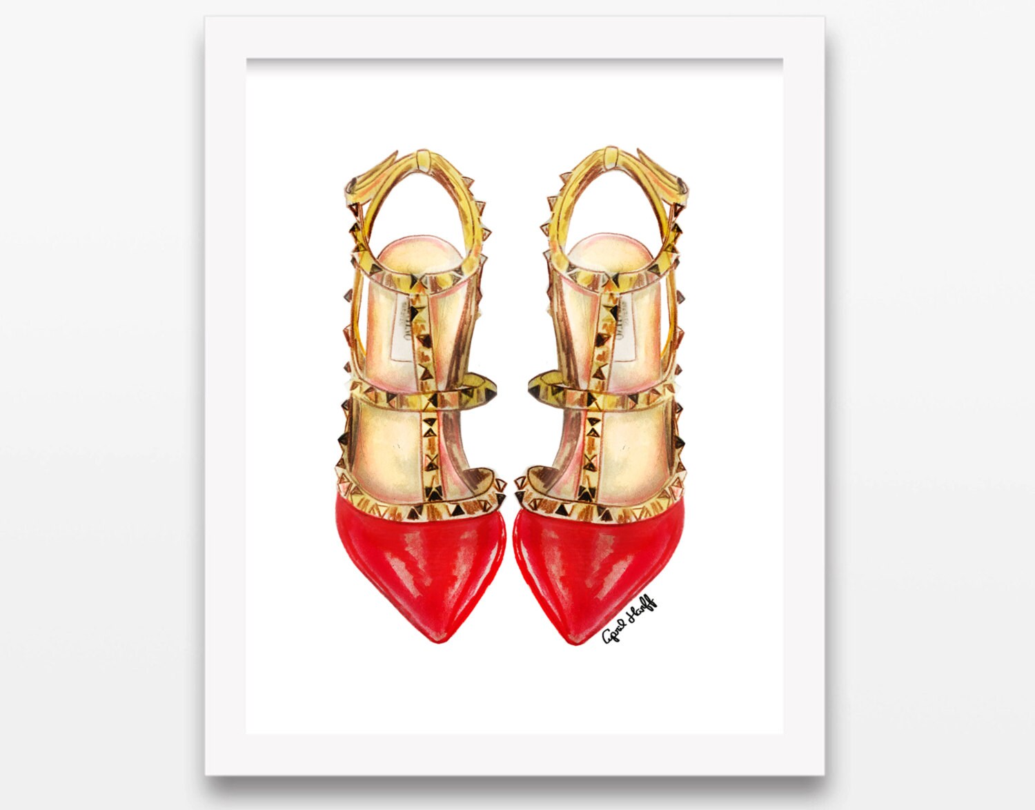 Red Heels Watercolor Fashion Illustration | Designer Shoe Art (digital ...