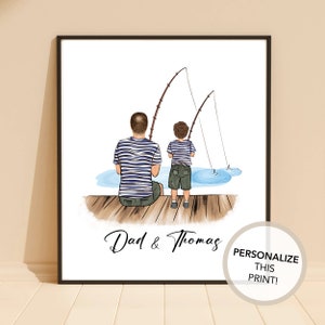 Picture of Son and Dad Fishing Art 