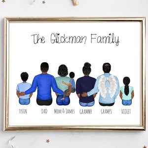 Personalized Family Portrait Art DIGITAL | Family Custom Print, Mom Dad Children Gift, Grandparents, Siblings, In Memory, Birthday Present