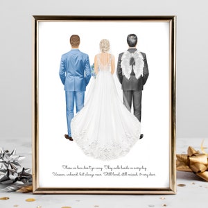 Personalized Bride Dad Grandfather Portrait Art DIGITAL | Father of the Bride Custom Wedding Art, Marriage Gift, Grandpa Dad and Daughter