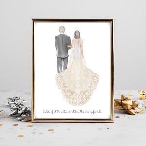 Personalized Bride and Dad Portrait Art DIGITAL | Father of the Bride Custom Wedding Art, Bride and Father Marriage Gift, Dad and Daughter