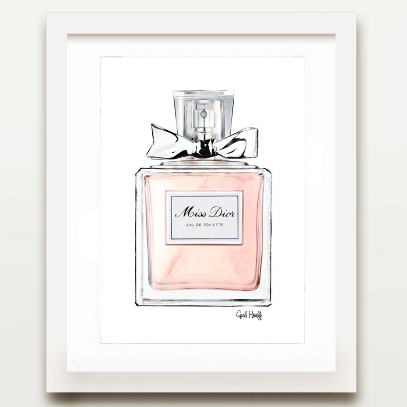 Pink Miss Dior Perfume Print Watercolor Wall Art Fashion Etsy