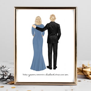 Personalisierte Bräutigam und Mutter Porträt Kunst DIGITAL | Mutter des Bräutigams Benutzerdefinierte Hochzeitskunst, Heiratsgeschenk, Mutter und Sohn Zeichnung, Zitat Kunst