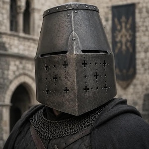 Handmade Steel Crusader Helm – Medieval Knight Armor Cosplay Display