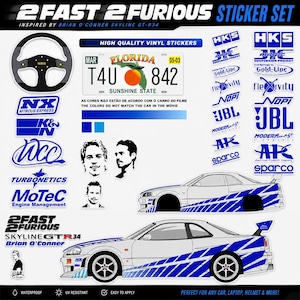 Brian O'Conner Skyline R34 dekalset | Fast & Furious bilklistermärken (CDR)