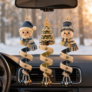 Modelli per decorazioni natalizie all'uncinetto: Babbo Natale, pupazzo di neve, albero (download in PDF)
