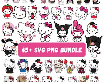 Kawaii-Katzen-Clipart | Tierfreunde PNG- und SVG-Bundle zum digitalen Download