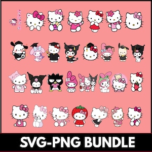 Kawaii katt Clipart | Djurvänner PNG SVG Bundle Digital nedladdning
