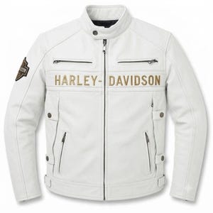 Harley Davidson White Leather Jacket - Etsy