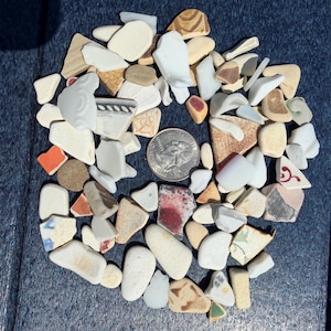 New England Sea Pottery Shards – Tumbled Beach Ceramic Pieces for Crafts