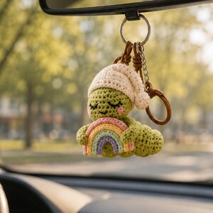 Crochet Bookworm Keychain, Sleepy Caterpillar Bag Charm, Rainbow Book Lover Gift,Cute Crochet Keychain, Reader Gift, Handmade Bookish Gift