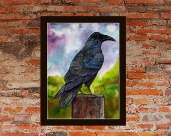 Raven, crows, corvid, Raven art, watercolor raven, bird, black bird, crow, ravens, Corvid art