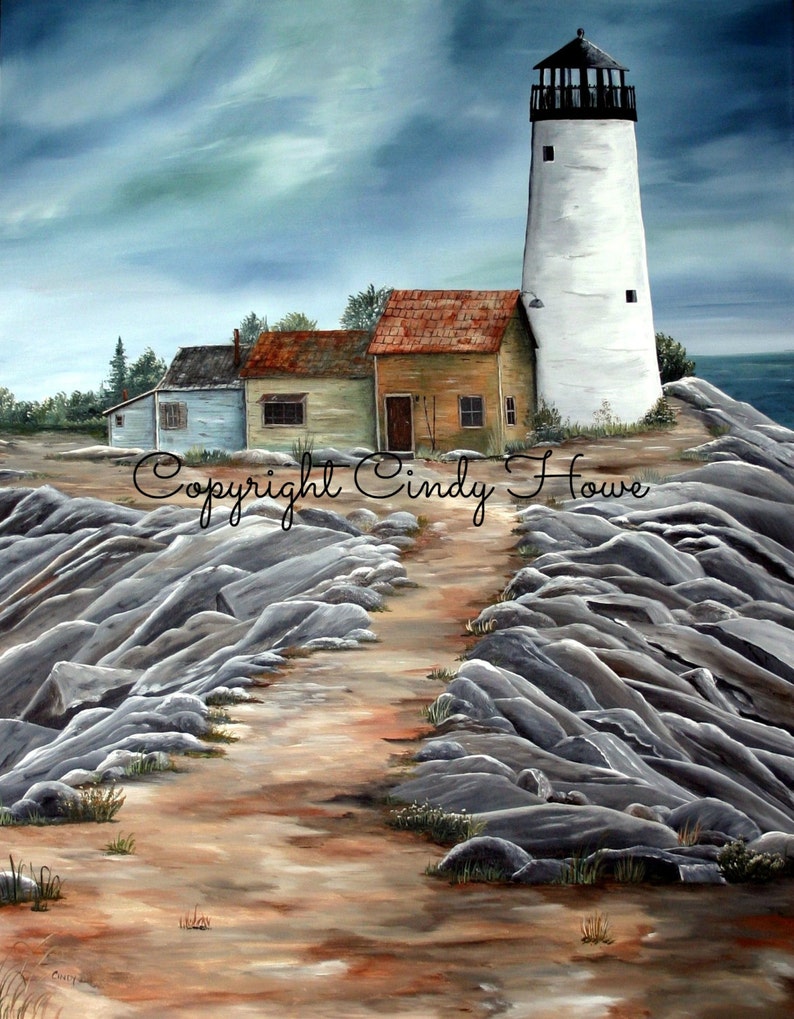 Digital art seaside lighthouse Lighthouse beach house beach digital download ocean sea lighthouses