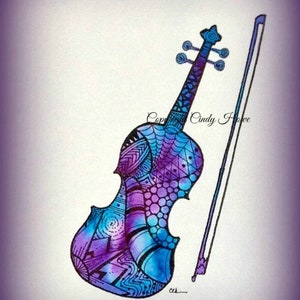 Violins, Fiddles, Greeting Cards, Blank Inside, Watercolor Art, Fiddle