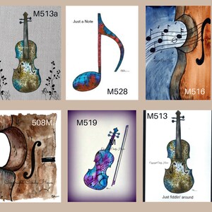 Violins, Fiddles, Greeting Cards, Blank Inside, Watercolor Art, Fiddle
