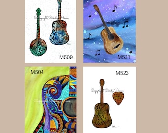 Guitar art, Greeting cards, blank inside music lovers,  guitar, musical, instruments, acoustic guitar, cards, guitars, original art