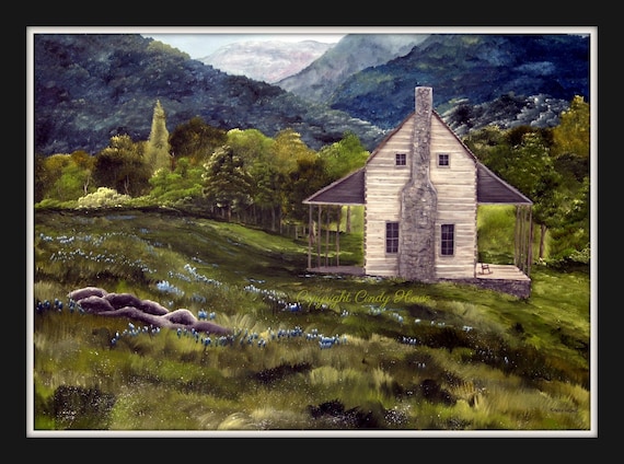 Log Cabin Print Art Print Original Acrylic Print Oliver Etsy