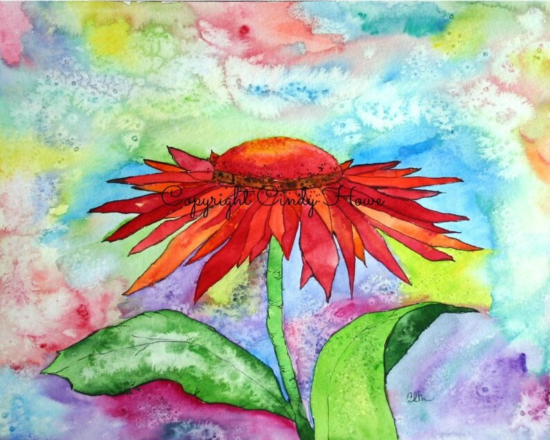 flower floral red flower blank inside watercolor flower flowers flower art cards Greeting cards Flowers watercolor art