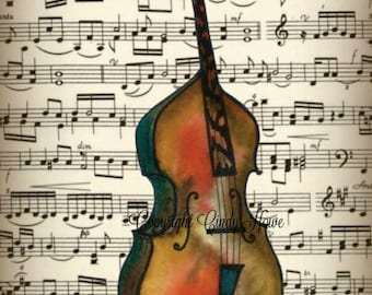 Bass art, Doghouse Bass, Stand up Bass, original acrylic, bass guitar, acoustic bass, musical instruments, musical, music, Bass Fiddle,