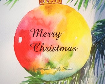 Christmas ornament, Greeting cards, Christmas, blank inside, original art, OOAK, Christmas cards, seasonal