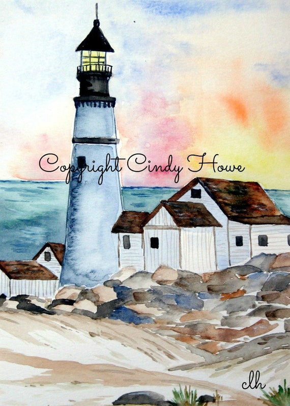 Digital art seaside lighthouse Lighthouse beach house beach digital download ocean sea lighthouses