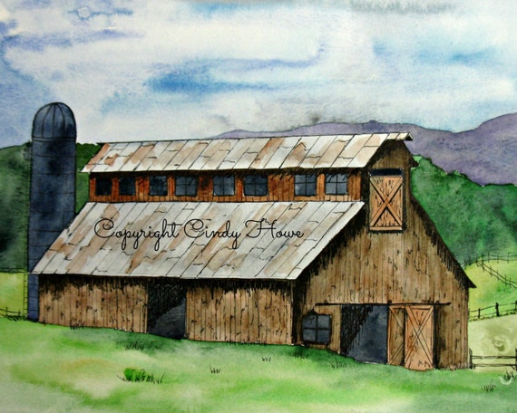 Digital Art Barn Old Barn Farm Barn Scene Farm Landscape Etsy