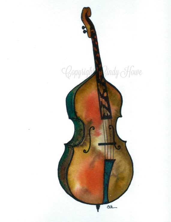 Bass art Doghouse Bass Stand up Bass original acrylic bass Etsy