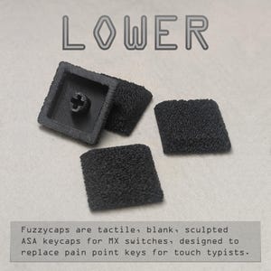 Fuzzycaps Lower: 4 Pack (tactile, blank, sculpted, homing keycaps)
