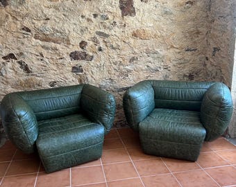 Vintage Leder skulptural taktiler Loungesessel