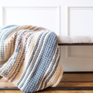 CROCHET PATTERN: Daydream Tunisian Crochet Blanket Chunky Afghan