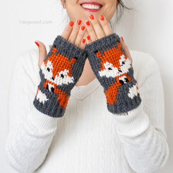 Fox Handwarmer/Fingerless Gloves Crochet Pattern
