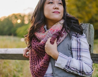 KNITTING PATTERN: Duality Shawl - Chunky Triangle Shawl/Wrap for Beginners