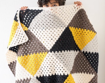 CROCHET PATTERN: Love Triangles Granny Stripe Baby Afghan Blanket