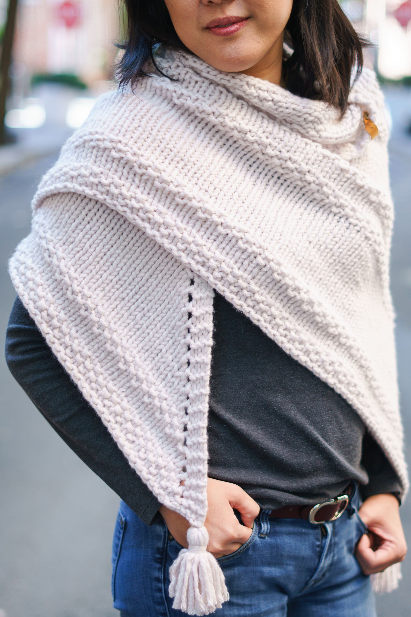KNITTING PATTERN: Cider Shawl Oversized Chunky Triangle Wrap - Etsy