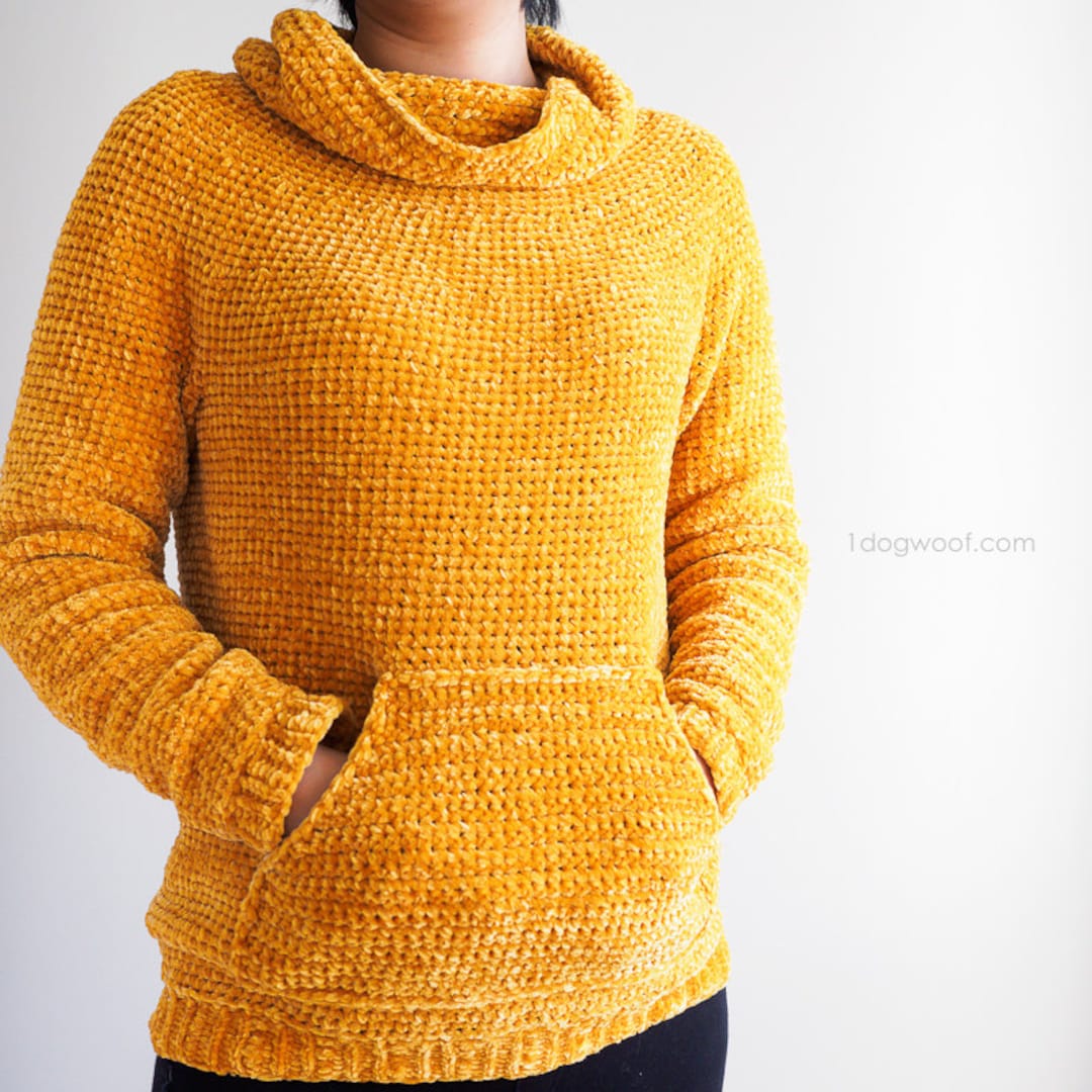 CROCHET PATTERN Mysa Velvet Yoke Sweatshirt Sweater With Pockets Etsy