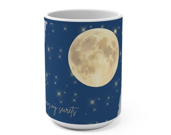 Tazza con luna e stelle, tazza da caffè da 440 ml con cielo notturno celeste