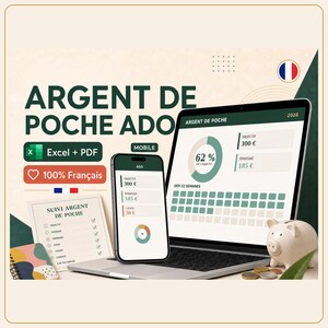 Presupuesto de paga para adolescentes en Excel y Google Sheets, objetivos de ahorro, gestión del dinero para adolescentes, hoja de cálculo divertida, en francés