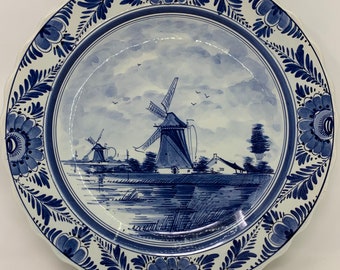 Vintage Delft Blauw Windmill Large Plate