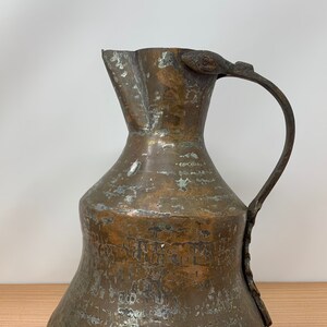 Vintage Hand Hammered Copper and Brass Ewer Pitcher